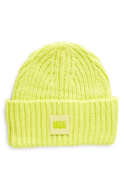 Shop Ugg Chunky Ribbed Beanie In Tennis Green
