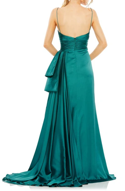 Shop Mac Duggal Cutout Side Bow Gown In Teal