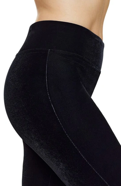 Shop Hue Stretch Velvet Flare Leggings In Black