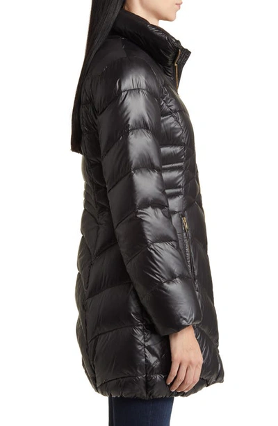 Shop Via Spiga Quilted Puffer Jacket With Removable Hood In Black