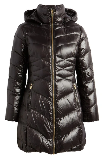 Shop Via Spiga Quilted Puffer Jacket With Removable Hood In Black