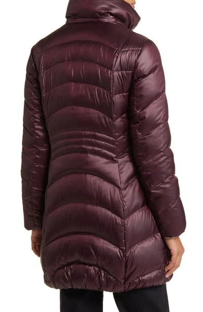 Shop Via Spiga Quilted Puffer Jacket With Removable Hood In Burgundy