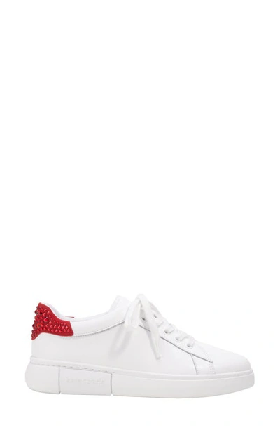 Shop Kate Spade Lift Sneaker In True White/ Sour Cherry