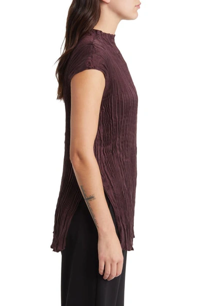 Shop Eileen Fisher Crinkle Funnel Neck Tunic In Cassis
