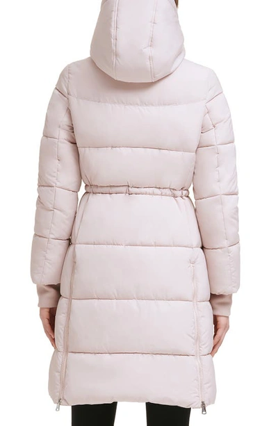 Kenneth Cole New York Memory 3/4 Length Puffer Jacket In Rose Dust