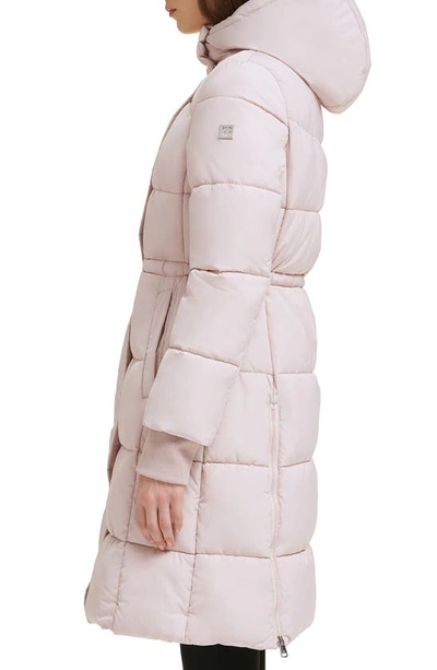 Kenneth Cole New York Memory 3/4 Length Puffer Jacket In Rose Dust