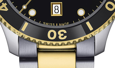 Tissot Men's Swiss Seastar 1000 Two-tone Stainless Steel Bracelet Watch 40mm In Black