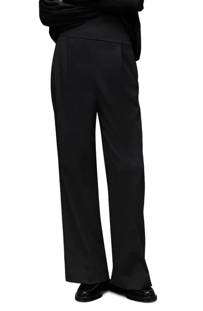 Shop Allsaints Comet Pleated Trousers In Black