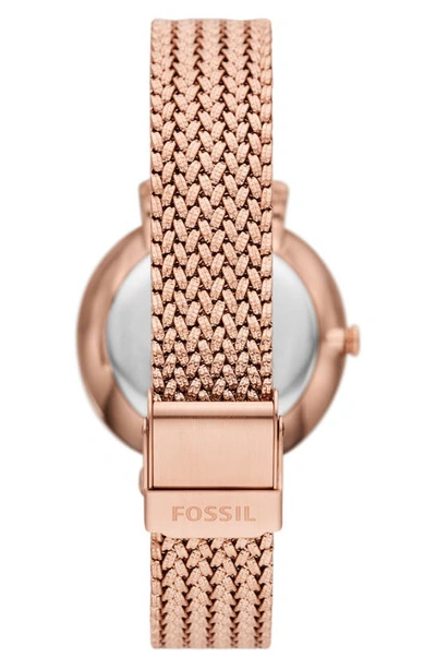 Shop Fossil Jacqueline Mesh Strap Watch, 36mm In Rose Gold