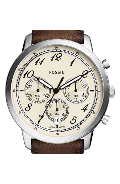 Shop Fossil Neutra Chronograph Leather Strap Watch, 44mm In Brown