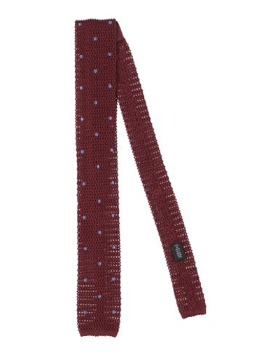 Shop Fiorio Man Ties & Bow Ties Burgundy Size - Silk, Linen In Red