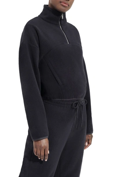 Shop Ugg Cassady Micro Fleece Half Zip Top In Ink