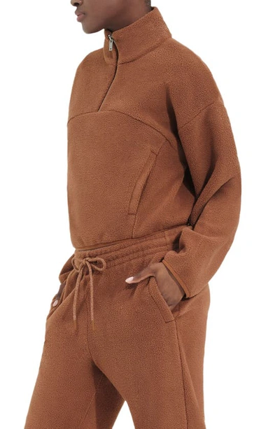 Ugg Cassady Micro Fleece Half Zip Top In Cedar Bark
