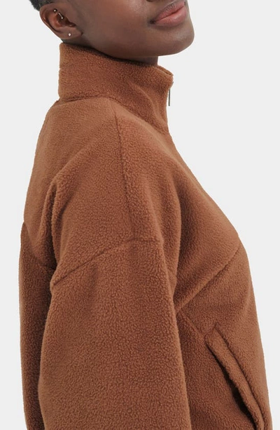 Shop Ugg Cassady Micro Fleece Half Zip Top In Cedar Bark