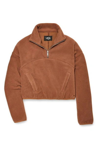 Shop Ugg Cassady Micro Fleece Half Zip Top In Cedar Bark