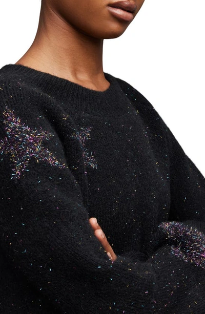 Shop Allsaints Star Tinsel Sweater In Black/ Rainbow Blue