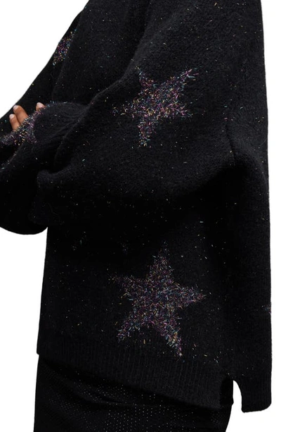 Shop Allsaints Star Tinsel Sweater In Black/ Rainbow Blue