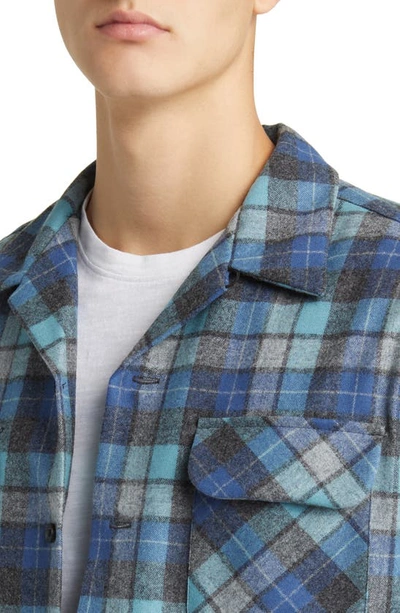 Pendleton Board Plaid Virgin Wool Flannel Button-up Shirt In Blue Original Surf Plaid