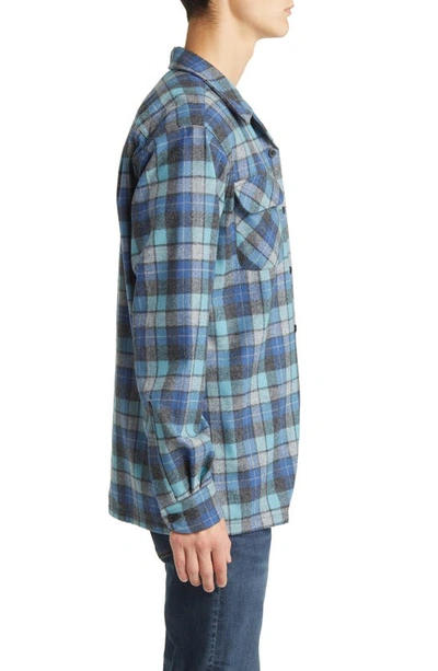 Pendleton Board Plaid Virgin Wool Flannel Button-up Shirt In Blue Original Surf Plaid