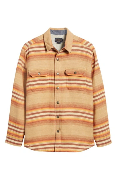 Shop Pendleton Bay City High Pile Fleece Lined Shirt Jacket In Ralston Stripe Tan