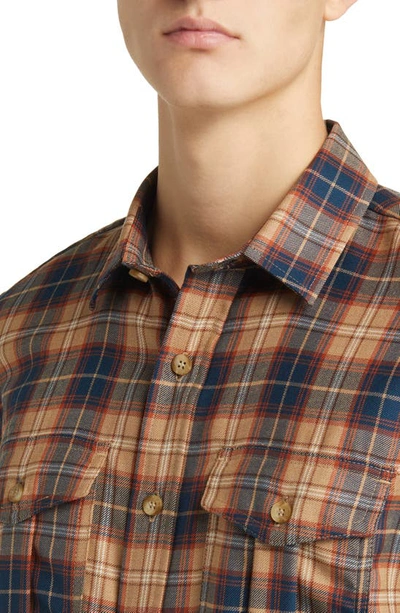 Shop Pendleton Harrison Merino Wool Button-up Shirt In Blue/ Tan Mix Plaid