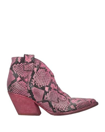Shop Elena Iachi Woman Ankle Boots Magenta Size 9 Leather