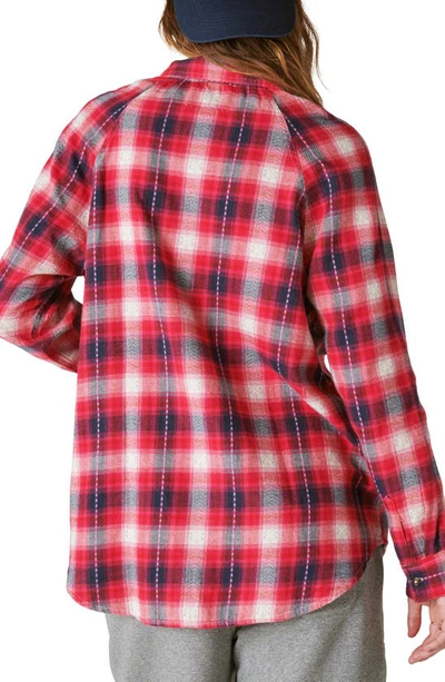 Shop Lucky Brand Oversize Plaid Cotton Button-up Shirt In Red Clover Plaid