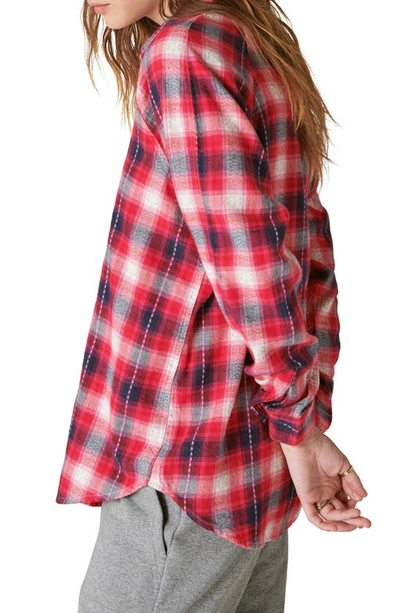 Shop Lucky Brand Oversize Plaid Cotton Button-up Shirt In Red Clover Plaid