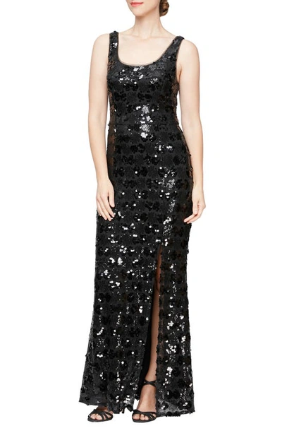 Shop Alex & Eve Sequin Sleeveless Gown In Black