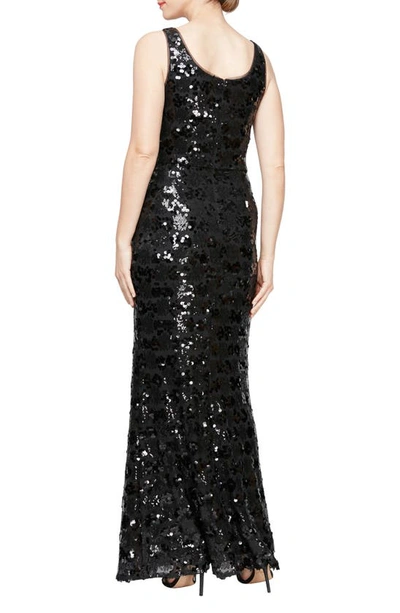 Shop Alex & Eve Sequin Sleeveless Gown In Black