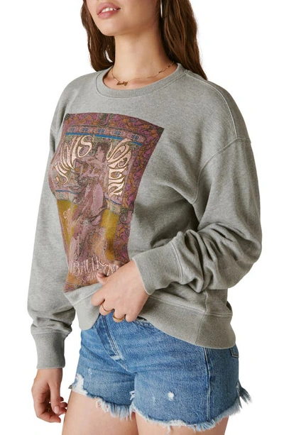 Shop Lucky Brand Janis Joplin Poster Sweatshirt In Heather Grey
