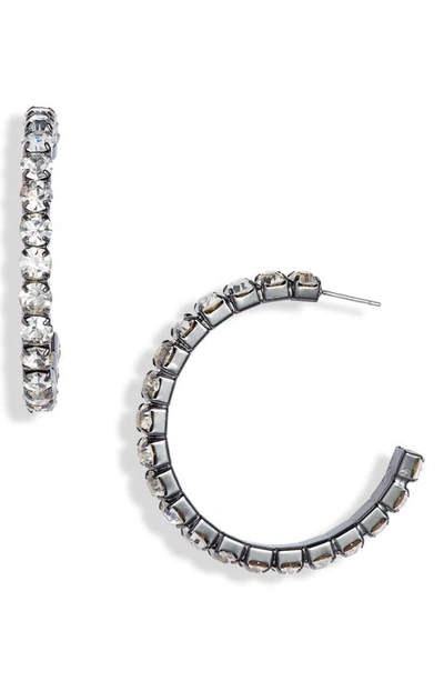 Shop Roxanne Assoulin The Never Goes Out Of Style Hoop Earrings In Hematite/ Clear
