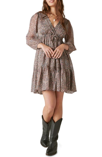 Shop Lucky Brand Print Metallic Stripe Chiffon Dress In Misty Rose Paisley