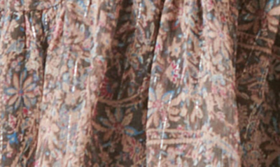 Shop Lucky Brand Print Metallic Stripe Chiffon Dress In Misty Rose Paisley