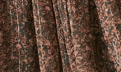 Shop Lucky Brand Metallic Print Long Sleeve Chiffon Maxi Dress In Asphalt Multi