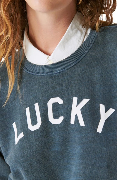Shop Lucky Brand Lucky Arch Sweatshirt In Midnight Navy