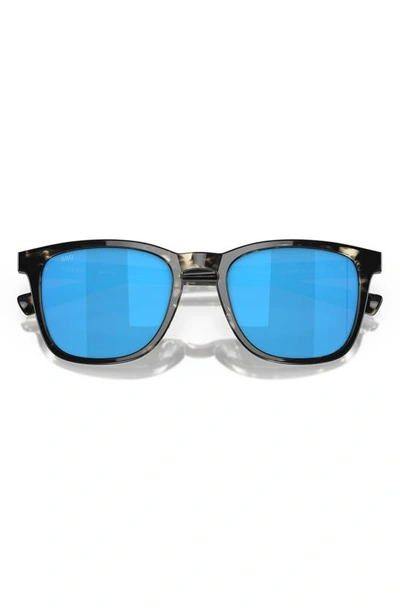 Costa Del Mar Sullivan 53mm Mirrored Square Sunglasses In Shiny Black