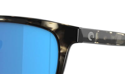 Costa Del Mar Sullivan 53mm Mirrored Square Sunglasses In Shiny Black