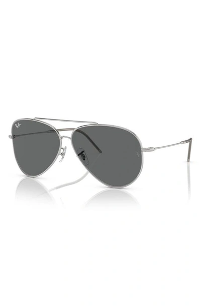 Ray Ban Ray-ban Reverse 62mm Oversize Aviator Sunglasses In Silver