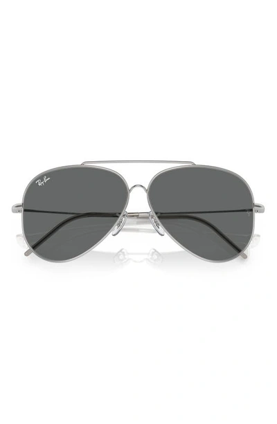Ray Ban Ray-ban Reverse 62mm Oversize Aviator Sunglasses In Silver