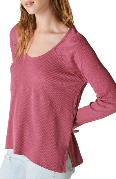 Shop Lucky Brand Oversize Waffle Scoop Neck T-shirt In Anemone