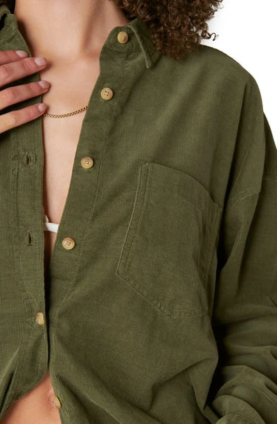 Shop Lucky Brand Cotton Corduroy Button-up Shirt In Dusty Olive
