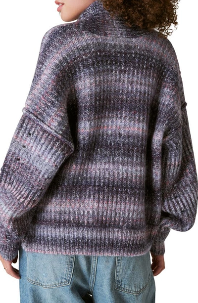 Shop Lucky Brand Toggle Front Stripe Cardigan In Berry Conserve Multi
