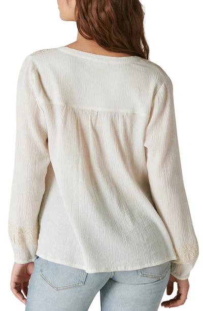 Shop Lucky Brand Embroidered Popover Top In Whisper White