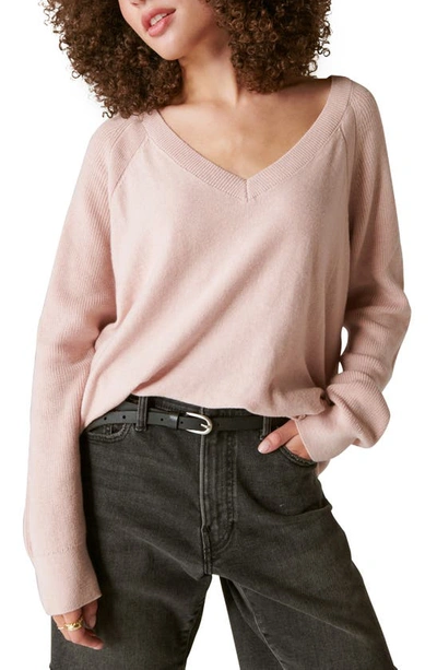 Shop Lucky Brand Cloud Soft V-neck Sweater In Sepia Rose