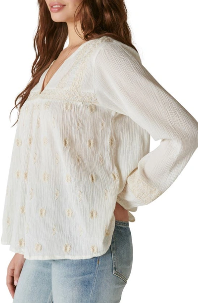 Shop Lucky Brand Embroidered Popover Top In Whisper White