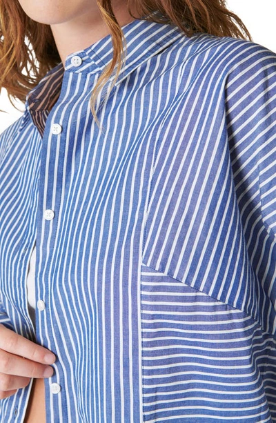 Shop Lucky Brand Stripe Oversize Cotton Shirt In Sodalite Blue Stripe