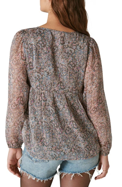 Shop Lucky Brand Paisley Split Neck Peasant Top In Pink Multi