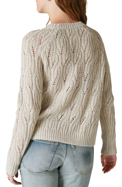 Shop Lucky Brand Metallic Thread Cable Sweater In Straw Heather