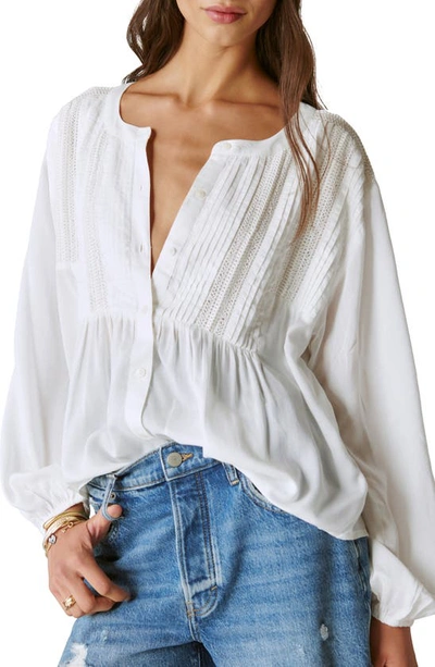 Shop Lucky Brand Pintuck Top In Whisper White